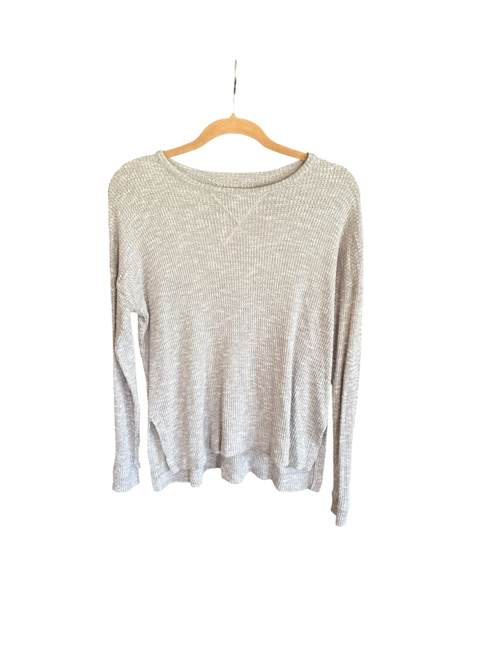 American Eagle Soft Waffle Knit Pullover Sweater Gray XS